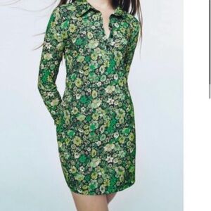 Zara Floral Green Retro Dress